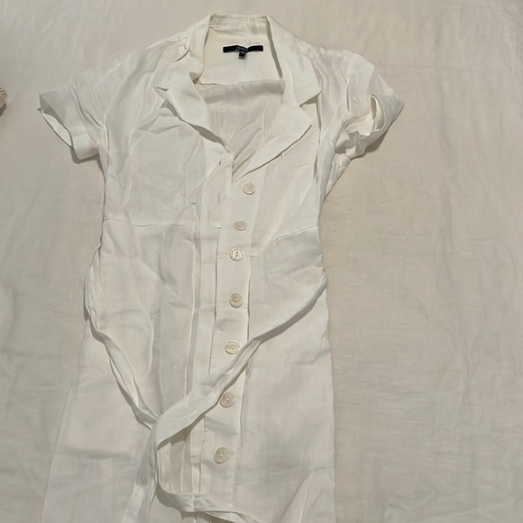 Quince 100% European Linen Button Front Dress - white - Picture 2 of 3